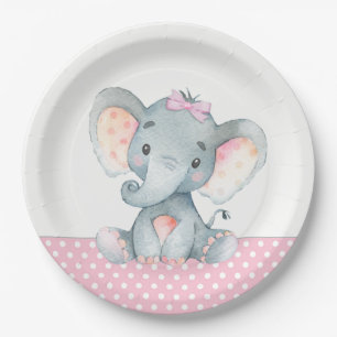 Girl Baby Elephant Baby Duschpapier Teller