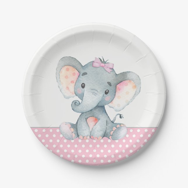 Girl Baby Elephant Baby Duschpapier Teller (Vorderseite)