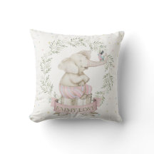 Girl Baby Elephant Pink Green Beige