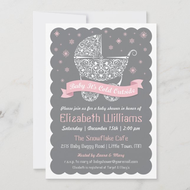 Girl Baby Es ist kalte Außendusche Einladung (Vorderseite)