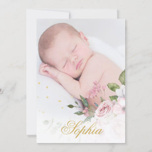 Girl Baby Foto Hebrew Namemony Zeremony Floral Einladung