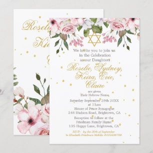 Girl Baby Hebrew Multiple Naming Zeremonie Einladung