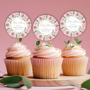 Girl Baby in Bloom Baby Shower Runder Aufkleber