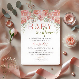 Girl Baby in Bloom Dusche Rose Pink Gold Blume Einladung