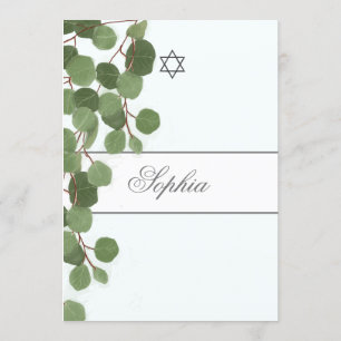 Girl Baby Naming Eucalyptus Hebrew Juden Einladung