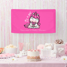 Girl Baby Pink Unicorn Gender Reveal Party Banner