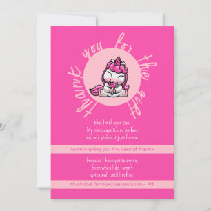 Girl Baby Pink Unicorn Gender Reveal Party Dankeskarte