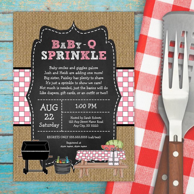 Girl Baby Q Sprinkle, GRILLEN Baby Dusche Einladung (Von Creator hochgeladen)