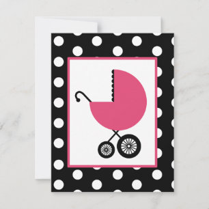 Girl Baby Shooter - Pink Carriage & Polka Dots Einladung