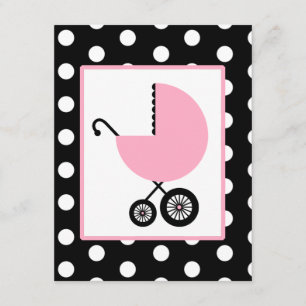Girl Baby Shooter - Pink Carriage & Polka Dots Einladung