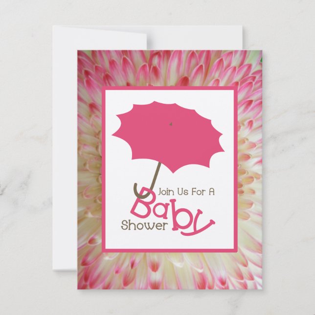 Girl Baby Shooter - Pink Umbrella & Blume Petals Einladung