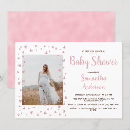 Girl Baby Shower Blush Pink Elegantes Foto Einladung