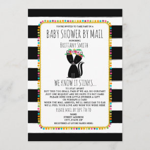 Girl Baby Shower by Mail Social Distancing Skunk Einladung