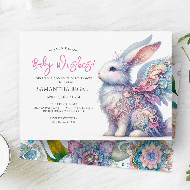 Girl Baby Shower Einladungen Frühjahrshase (Whimsical bunny rabbit baby shower invitations )