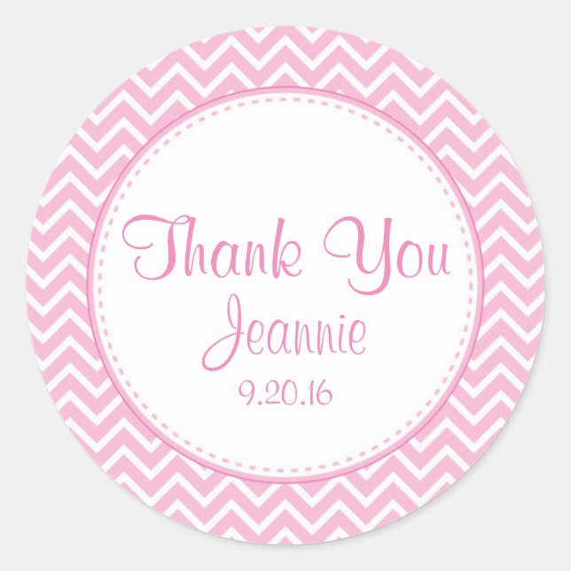 Girl Baby Shower Gefallen Stickers Tags Zickzack P (Vorderseite)
