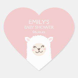 Girl Baby Shower Niedlich Kawaii Alpaca Elegantes  Herz-Aufkleber