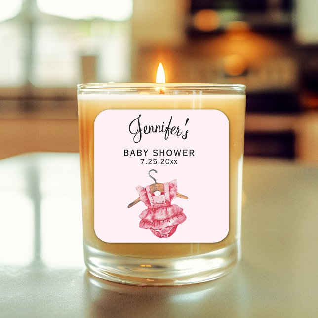 Girl Baby Shower Pink Dress 3-in Candle Sticker (Von Creator hochgeladen)