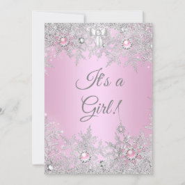 Girl Baby Shower Pink Winter WonderLand Einladung