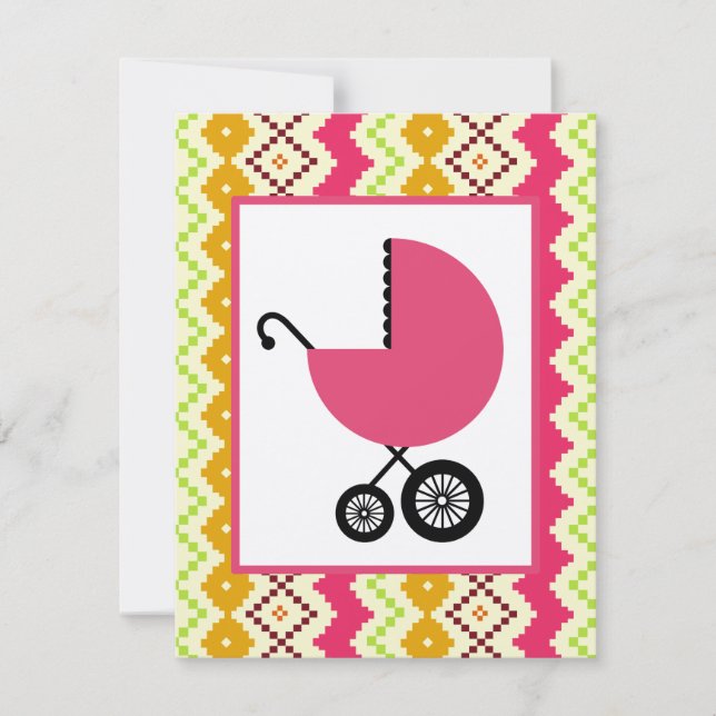 Girl Baby Shower - Tribal  Hintergrund Einladung (Vorderseite)