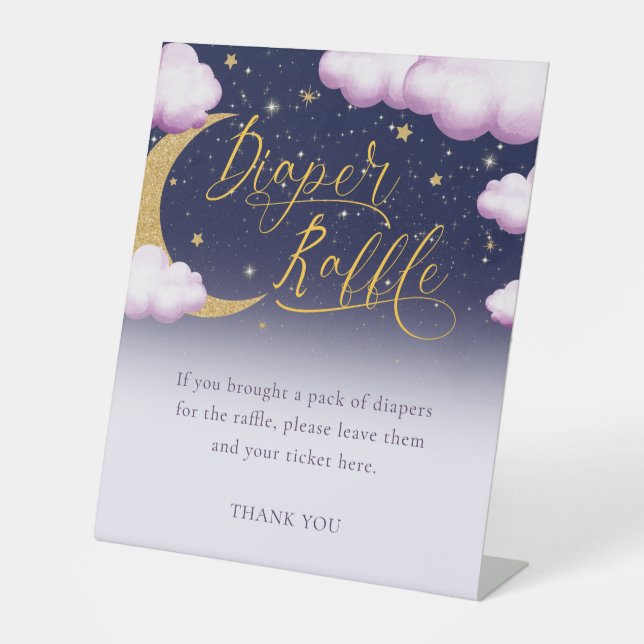 Girl Baby Shower Twinkle Little Star Diaper Raffle Sockelschild (Vorderseite)