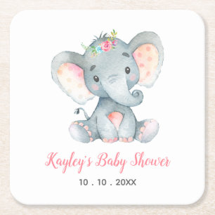 Girl Baby Shower Untersetzer (Elephant Pink)
