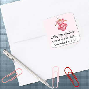 Girl Baby Shower Watercolor 1.5-in-Adressaufkleber Quadratischer Aufkleber