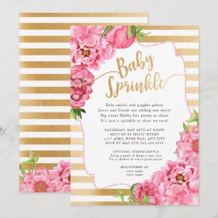 Girl Baby Sprinkle Rosa Goldpeonie Einladung