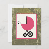 Girl-Babydusche - Camouflage und Hot-Pink-Carriage