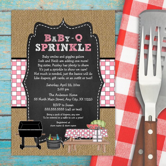 Girl BabyQ Sprinkle, GRILLEN Baby Shower, BABY Q Einladung (Von Creator hochgeladen)