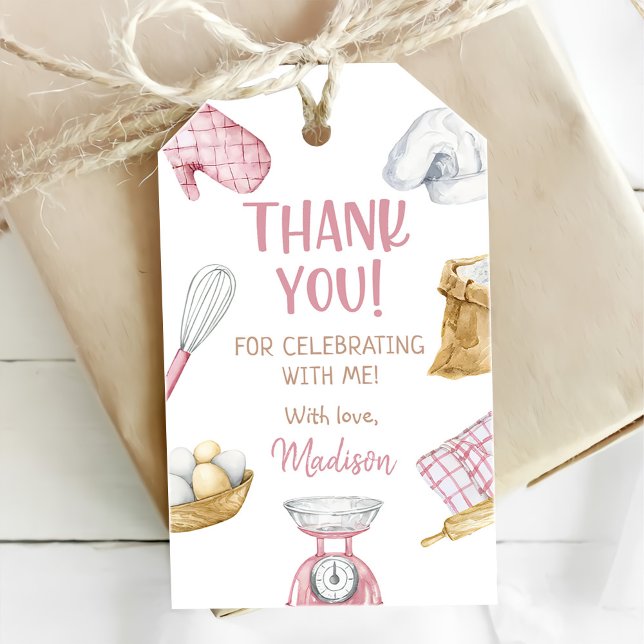 Girl Baking Cooking 1. Geburtstag Party Geschenkanhänger (Von Creator hochgeladen)