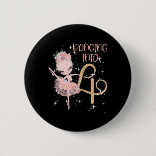 Girl Ballet Party Dance in 4. Geburtstag Button