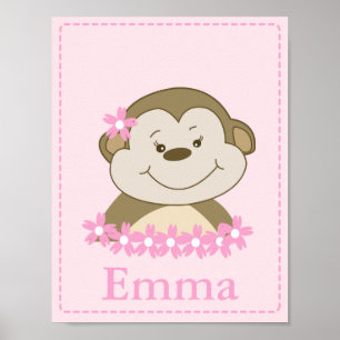 GIRL Bambino Affe Kinderzimmer Zimmer Babyausdruck Poster