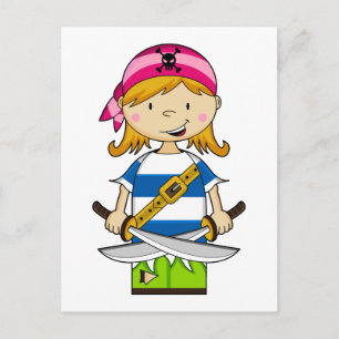Girl Bandana Pirate Postcard Postkarte