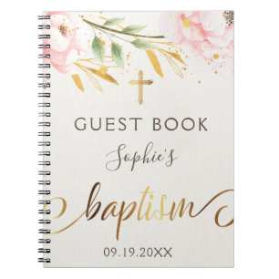 Girl Baptisc Floral Guest Book Notizblock