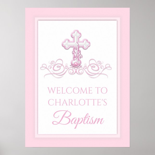 Girl Baptism Christening Erste Kommunion Zeichen Poster (Vorne)