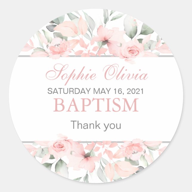 Girl Baptism Geschenkartikel zum Verpacken von Auf Runder Aufkleber (Vorderseite)