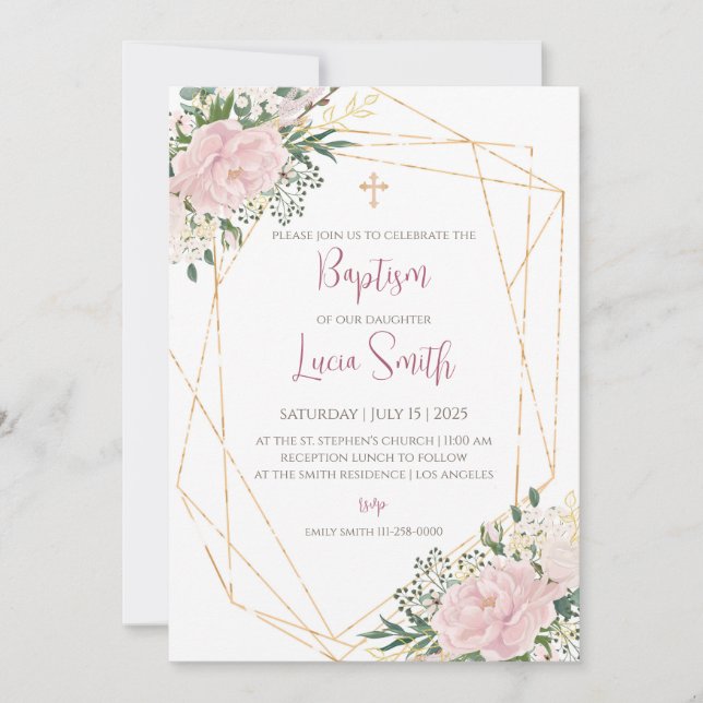 Girl Baptismal lädt zum Christentum ein Einladung (Vorderseite)