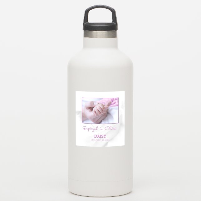 Girl Baptisse Herzlichen Glückwunsch für Baby Pers Aufkleber (Wassserflasche)