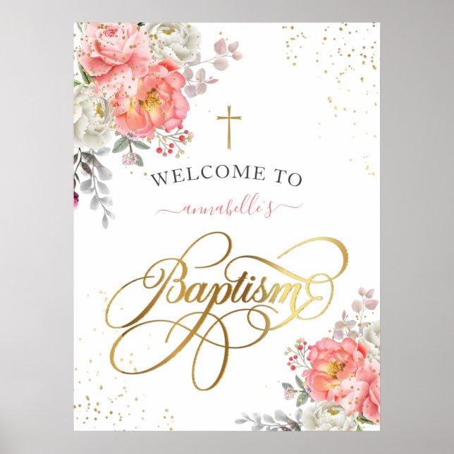 Girl Baptisse Welcome Floral Poster (Vorne)
