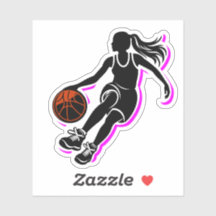 Girl Basketball Dribbling Silhouette Sticker