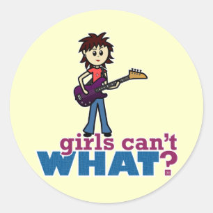 Girl-Bass-Gitarrenspieler Runder Aufkleber