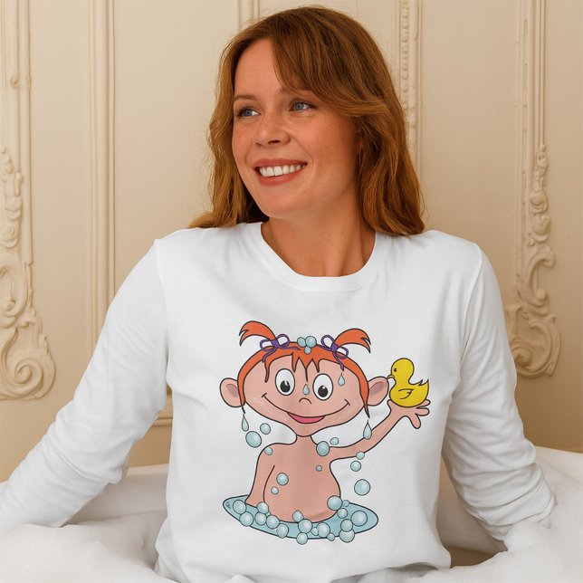 Girl Bath Time Fun mit Rubber Duck und Blasen T-Shirt (Von Creator hochgeladen)