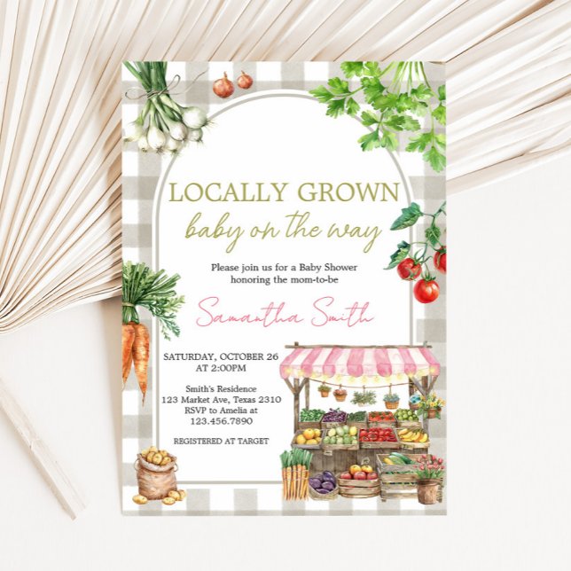 Girl Bauern Market Grown Baby Shower Einladung (Farmers Market Baby Shower Invitation)