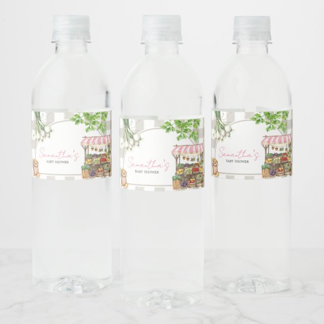 Girl Bauern Market Grown Baby Shower Wasserflaschenetikett (Flaschen)