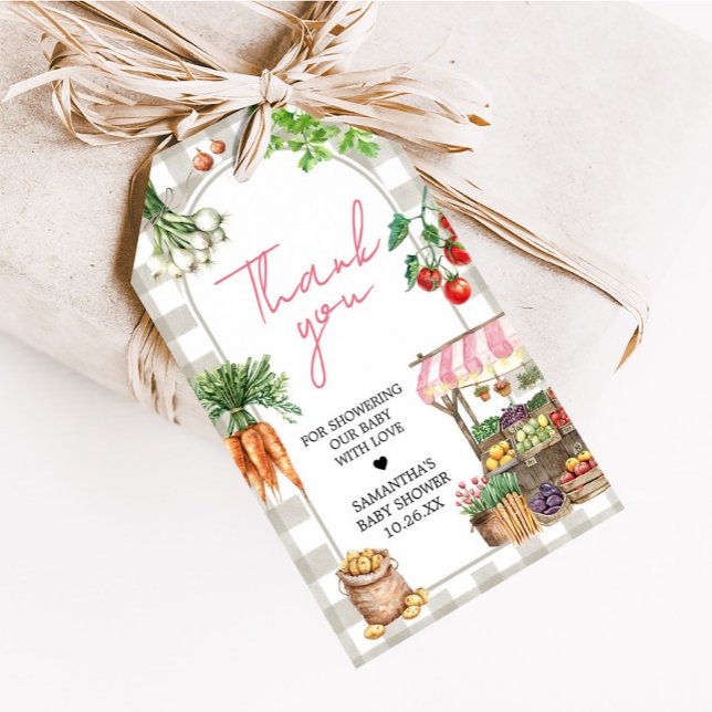 Girl Bauern Market Lokal gewachsene Liebesmarken Geschenkanhänger (Farmers Market Baby Shower Favor Tags )