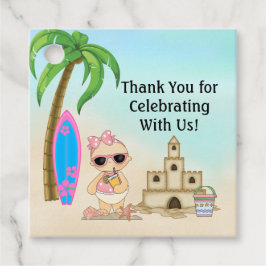 Girl Beach Baby Sandcastle, Surfboard Babydusche Geschenkanhänger