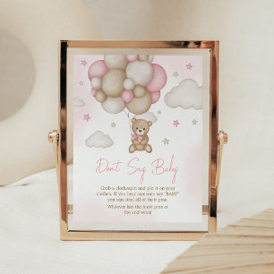 Girl Bear Balloon Babydusche Say Baby nicht Poster
