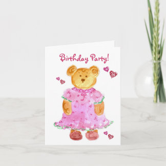 Girl Bear Kindergeburtstag Party Einladung
