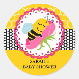Girl Bee Baby Dusche Personalisiert Runder Aufkleber