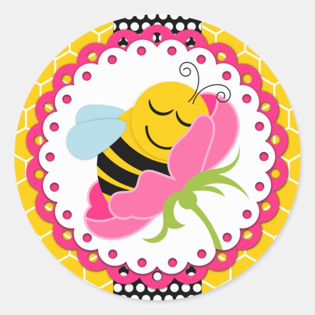 Girl Bee Baby Shower Stickers (Vorderseite)
